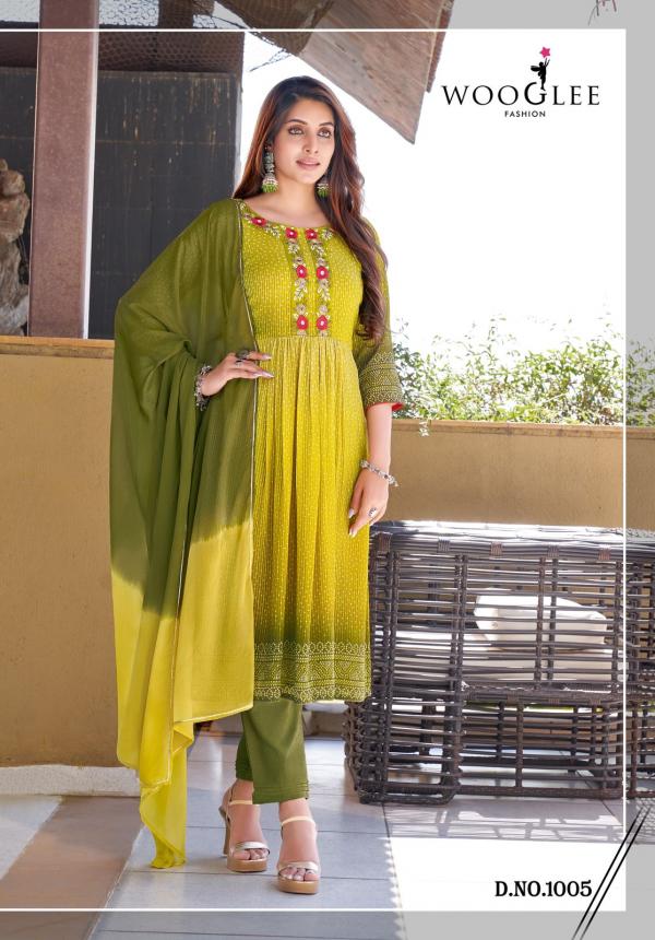 Wooglee Suhani Georgette  Festival Wear Kurti Pant With Dupatta  Collection